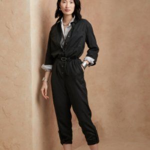 Banana Republic Factory Tencel Boiler Jumpsuit - Black Petite 0 NWT